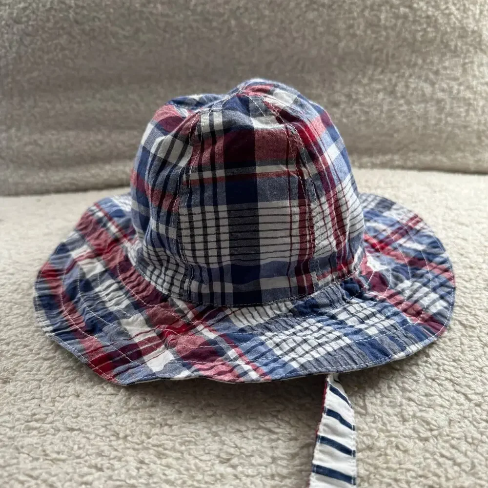 Pottery Barn Kids Reversible Stripe/Plaid Sun Bucket Hat